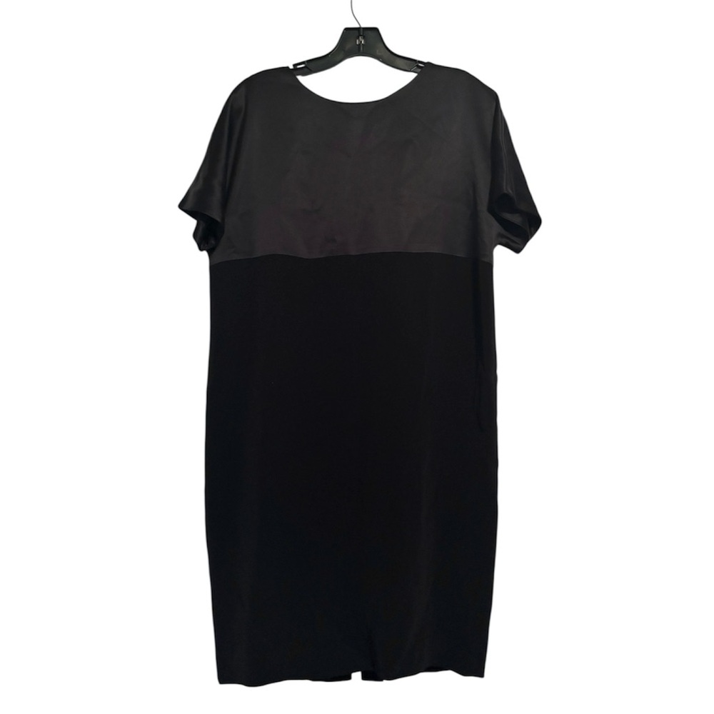 Vintage 90s Jones New York Mixed Media Shift Dress Black Size 8 Triacetate